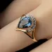 Anillo Gota de Agua Azul