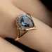 Anillo Gota de Agua Azul