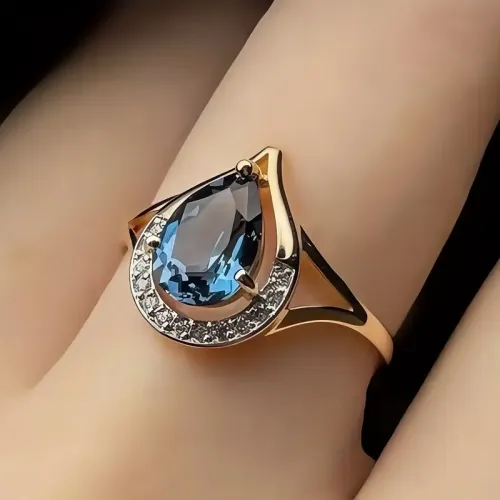 Anillo Gota de Agua Azul